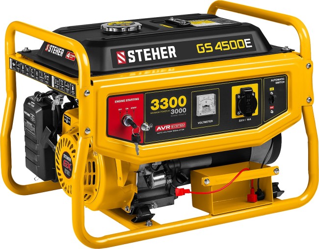 Бензиновый генератор с электростартером GS-4500E STEHER Бензиновый генератор с электростартером GS-4500E STEHER