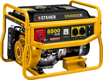 Бензиновый генератор с электростартером GS-6500E STEHER 5500 Вт Бензиновый генератор с электростартером GS-6500E STEHER 5500 Вт