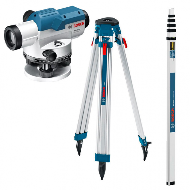 Комплект оптический нивелир Bosch GOL 20 D штатив рейка - 3 в 1
