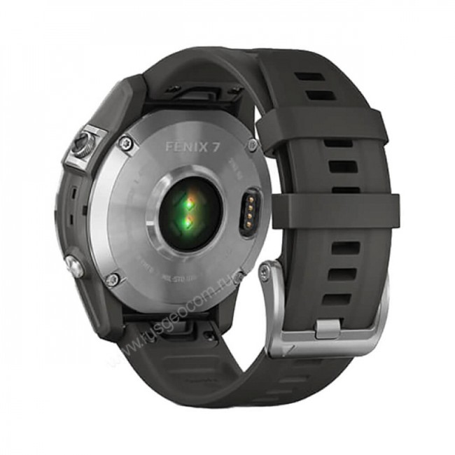 Часы Garmin Fenix 7 серебристый с графитовым силиконовым ремешком Часы Garmin Fenix 7 серебристый с графитовым силиконовым ремешком