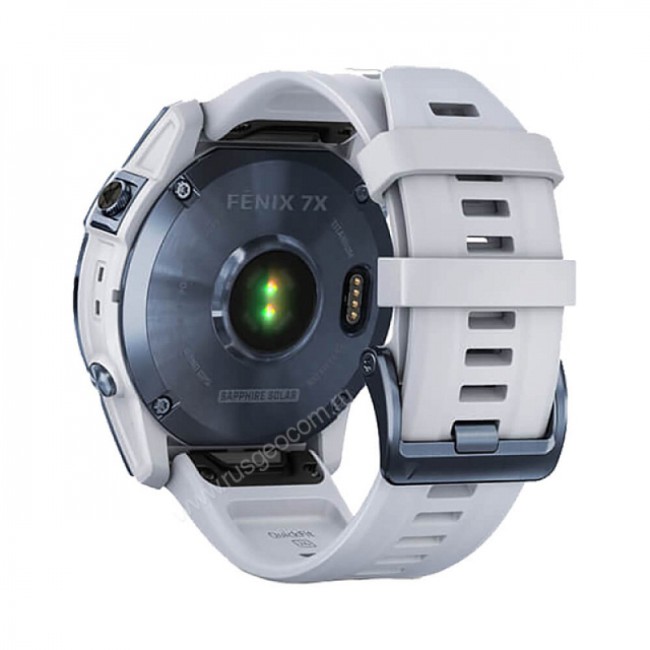 Часы Garmin Fenix 7X Sapphire Solar титановый синий минерал DLC с белым ремешком